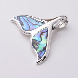 P955 - 925 Silver and abalone whale tail pendant