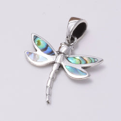 P828 - 925 silver and abalone dragonfly pendant
