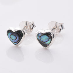 S778 - 925 silver 6mm abalone heart stud earrings