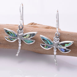 E699 - 925 and Abalone dragonfly earrings