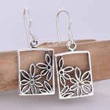 E631 - Rectangle flower earrings