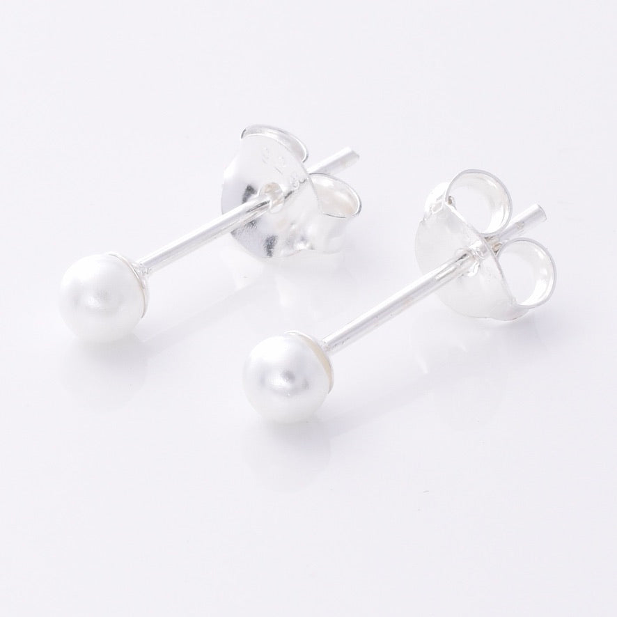 S728 - 925 Silver 3mm Imm pearl stud earrings