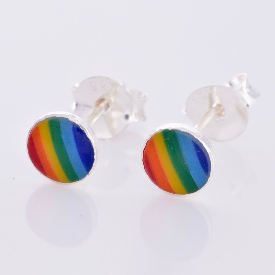 S302 Rainbow silver stud earrings