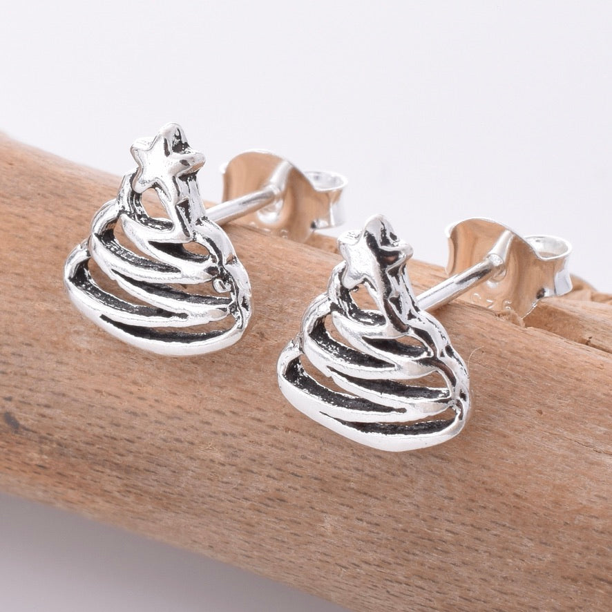 S712 - 925 Silver christmas tree stud earrings