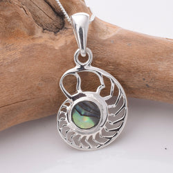 P958 - 925 Silver and abalone ammonite pendant