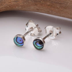 S777 - 925 silver 4mm abalone stud earrings