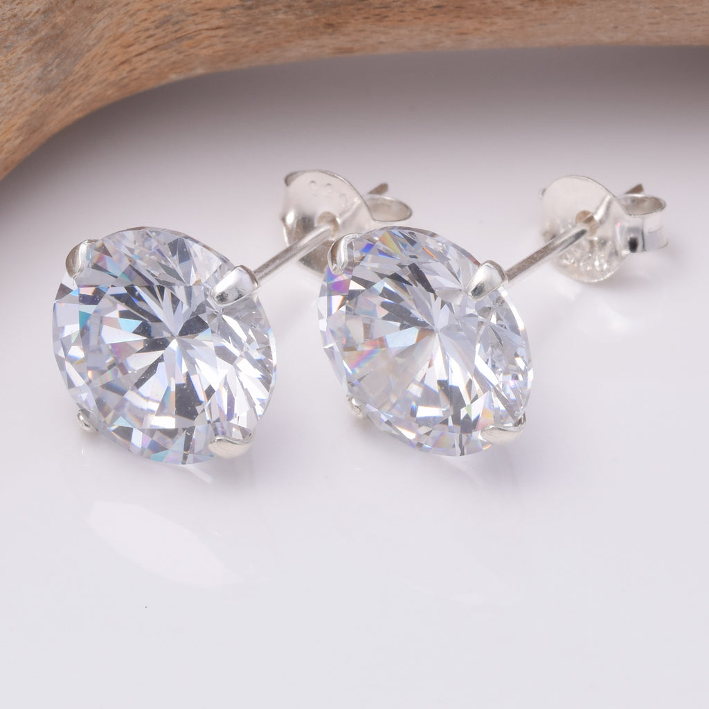 S028 CZ stone silver stud earring