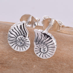 S584 - Nautilus shell silver stud earrings