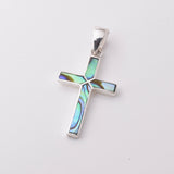 P1132 - 925 silver abalone cross pendant