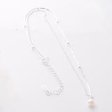 P1087 - 925 silver and pearl mixed chain necklace