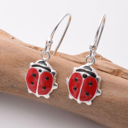 E828 - 925 silver red ladybug earrings