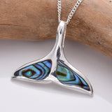 P961 - 925 Silver and abalone whale tail pendant