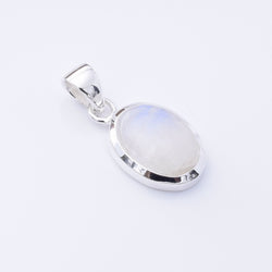 P1357 - 925 silver  oval rainbow moonstone pendant