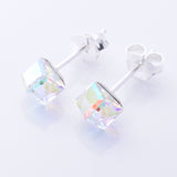 S1056 - 925 silver AB cube stud earrings