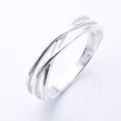 AD Beads Crescent Moon Ring - 925 Sterling Silver Rhodium Plated Comfort Fit Ring (Sizes 6-9)