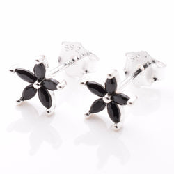 S881 - 925 silver CZ flower stud earrings