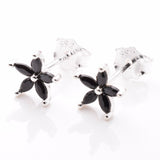 S881 - 925 silver CZ flower stud earrings