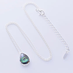 P1339 - 925 silver abalone teardrop necklace