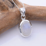 P1357 - 925 silver  oval rainbow moonstone pendant