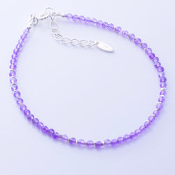 B073 - 925 silver and amethyst bead bracelet