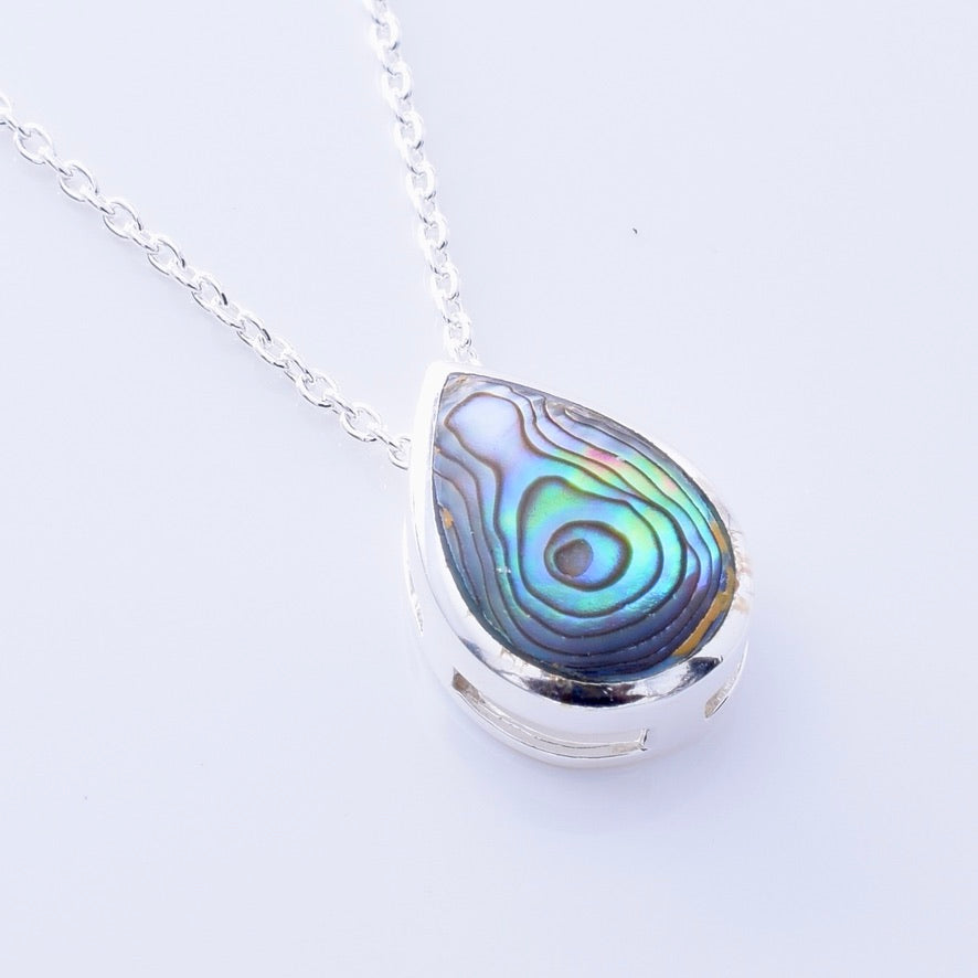 P1339 - 925 silver abalone teardrop necklace
