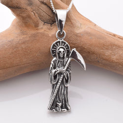 P1141 - 925 silver standing grim reaper pendant