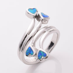 R319 - 925 silver four hearts opal ring