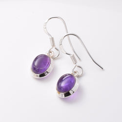 E809 - 925 silver oval amethyst earrings