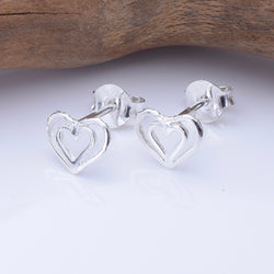 S1072 - 925 silver double heart stud earrings