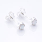S1023 - 925 silver 4mm white round imm opal stud earrings