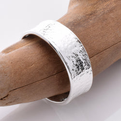 R281 925 silver wide hammered ring