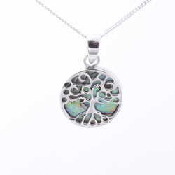 P1334 - 925 silver abalone tree of life 12mm pendant