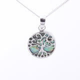 P1334 - 925 silver abalone tree of life 12mm pendant