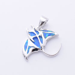 P1316 - 925 silver Imm opal manta ray pendant