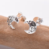 S825 - 925 silver crescent moon stud earrings