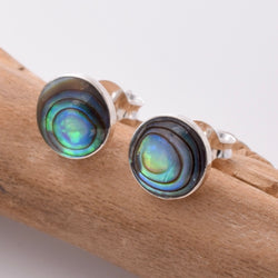 S816 - 925 Silver 8mm abalone inlay stud earings