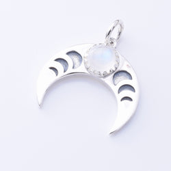 P1342 - 925 silver  crescent moon moonstone pendant