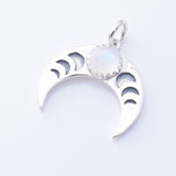 P1342 - 925 silver  crescent moon moonstone pendant