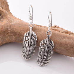 E751 - 925 Silver wide feather earrings