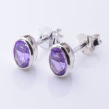 S1080 - 925 silver amethyst oval stud earrings