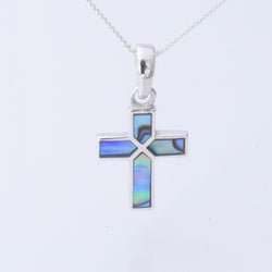 P1301 - 925 silver abalone cross pendant