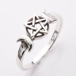 R349 - 925 silver triple moon pentagram ring