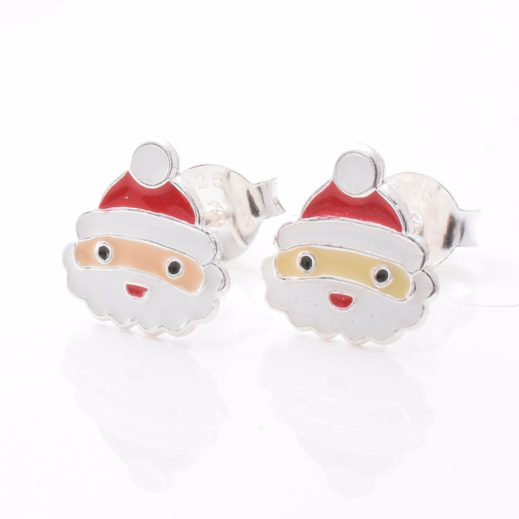 S965 - 925 silver enamel santa claus stud earrings