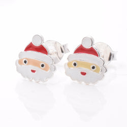 S965 - 925 silver enamel santa claus stud earrings