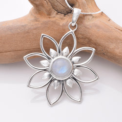 P1036 - 925 silver and moonstone mandala pendant