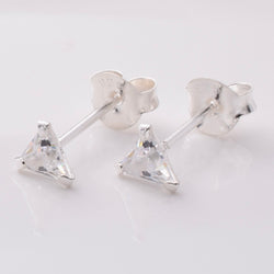 S921 - 925 silver 4mm CZ triangle stud earrings
