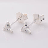 S921 - 925 silver 4mm CZ triangle stud earrings