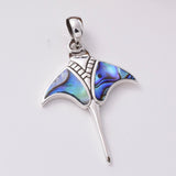 P984 - 925 silver and abalone manta ray pendant