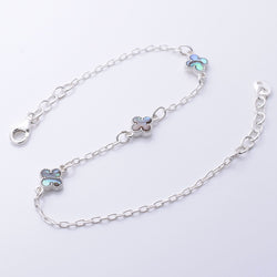 B071 - 925 silver and abalone clover bracelet