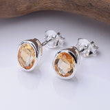 S1065 - 925 silver citrine oval facet stud earrings